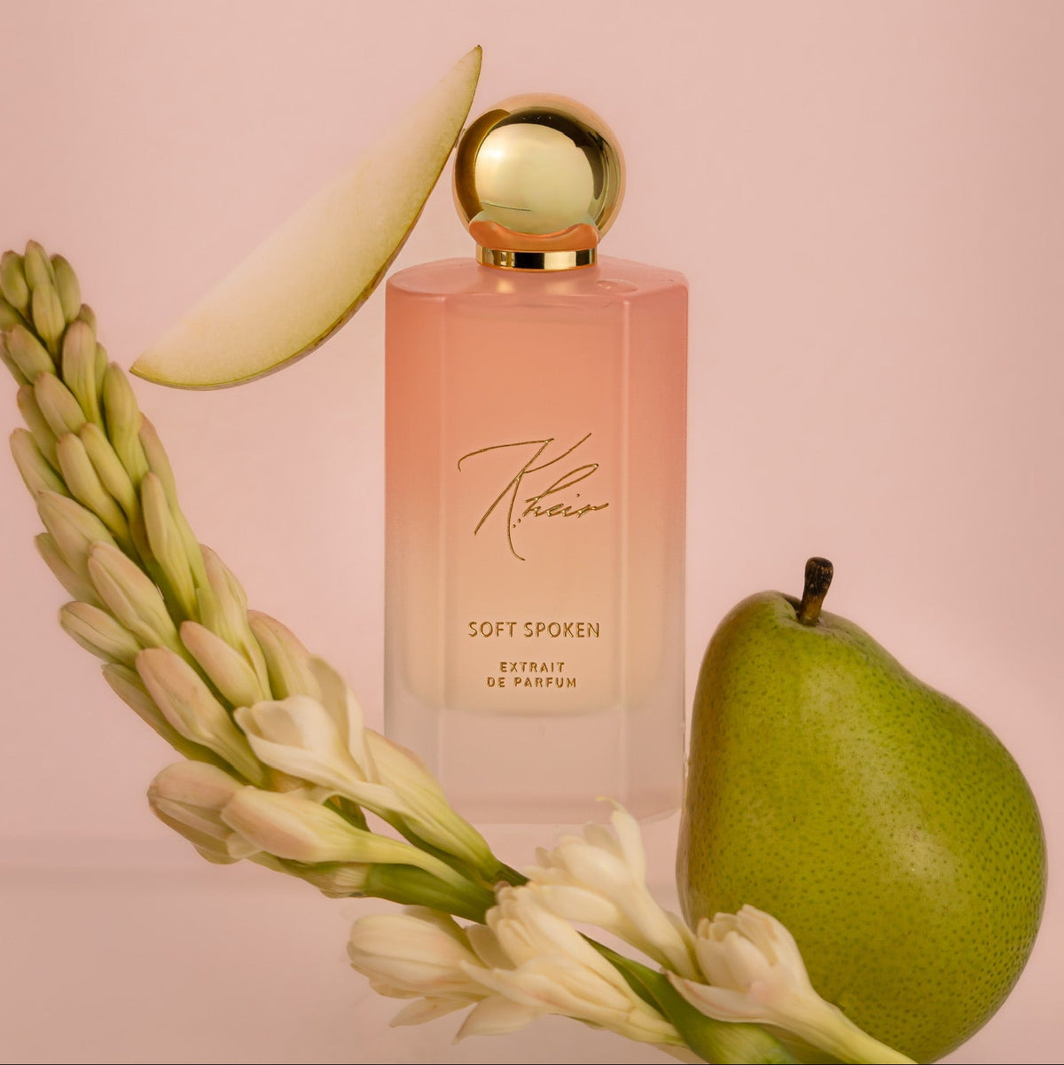 Soft Spoken extrait de parfum PR box styled photo – Kheir Fragrance House